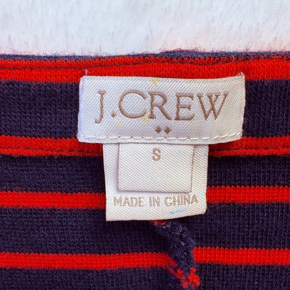J. Crew Knit Dress Red Navy Blue Striped Cotton Blend 3/4 Sleeve Casual - Picture 2 of 9